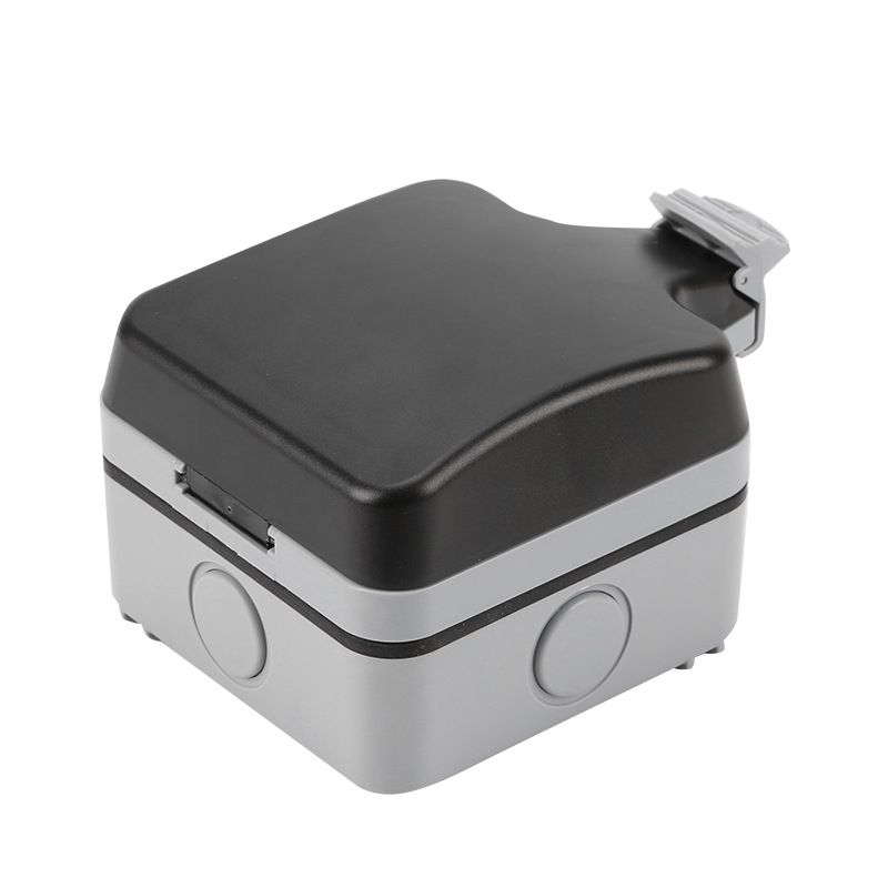 INF Single Outlet Waterproof Outdoor Box with Cover and Protector, Grey