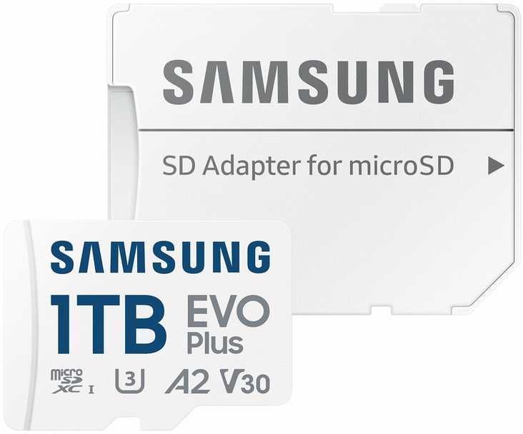 Samsung EVO Plus 1TB MicroSDXC Card (with SD Adapter) - A2 / V30 Video Class / UHS-I U3 / Class 10