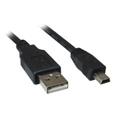 Sharkoon USB 2.0 Cable, 2m, USB A to Mini-USB B, Black