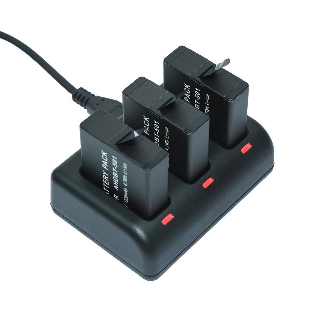 MP Power - 3 Baterías AHDBT501 + 1 Cargador USB Portátil para GoPro HERO 5