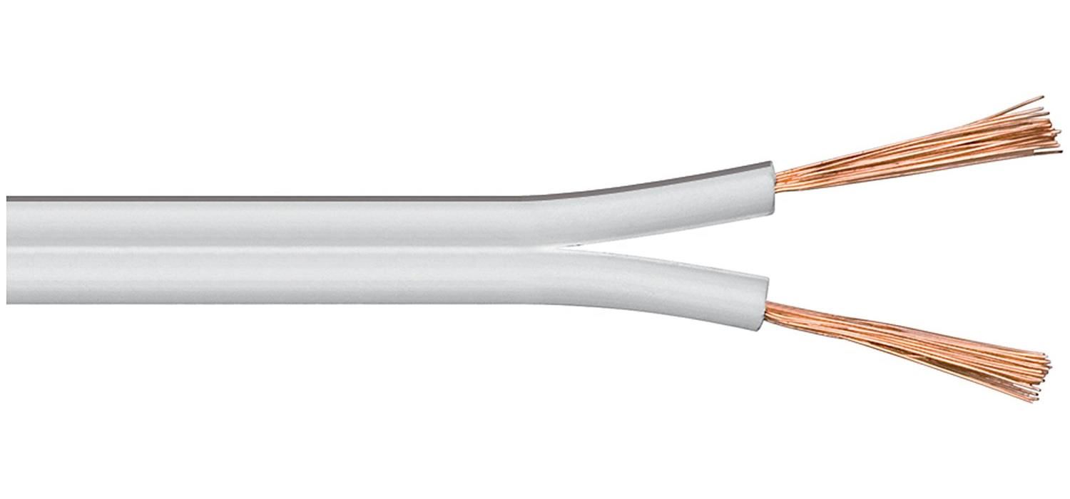 Wentronic 25m Speaker Cable Roll, 0.5mm, White