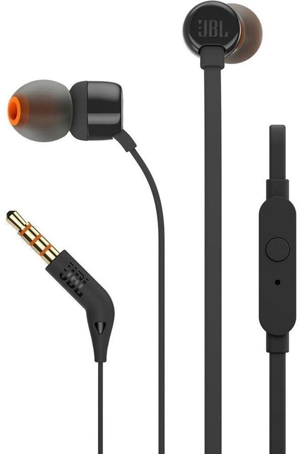 JBL T110 In-Ear Headphones with Microphone - 3.5mm Jack - Black