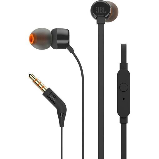 JBL T110 In-Ear Headphones with Microphone - 3.5mm Jack - Black
