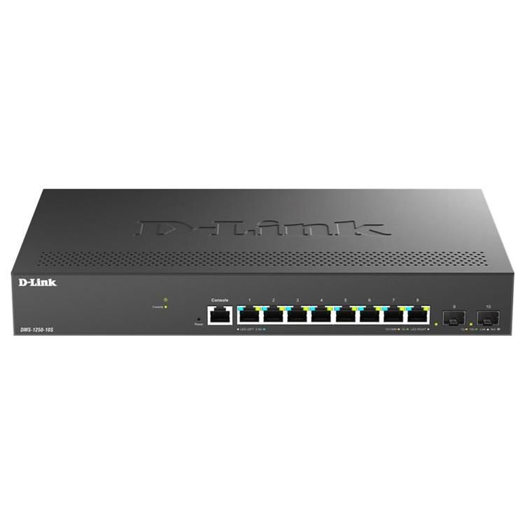 D-Link DMS-1250-10S - Smart Switch - 8 x 2.5GBase-T + 2 x 10 Gigabit SFP+ - Desktop