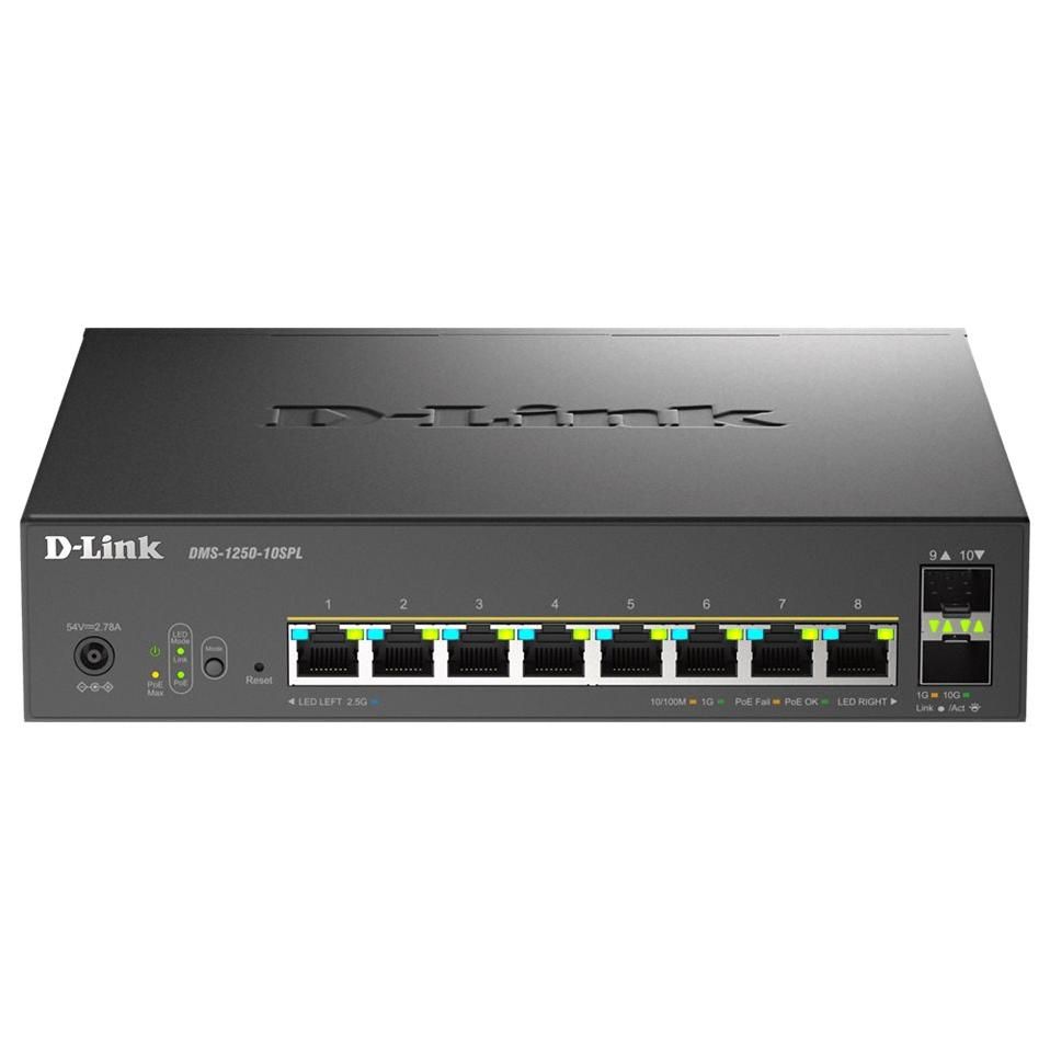 D-Link DMS-1250-10SPL - Switch - C2+ - Intelligent - 2x 10/100/1000/2.5G (PoE++) + 6x 10/100/1000/2.5G (PoE+) + 2x 10 Gigabit SFP+