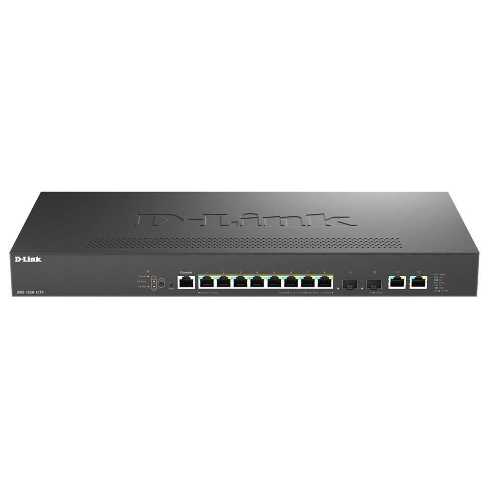 D-Link DMS-1250-12TP - Smart Switch - C2+ - 8 x 10/100/1000/2.5G PoE+ Ports + 2 x 10 Gigabit Ethernet + 2 x 10G SFP+ - Desktop - PoE+ (240W)