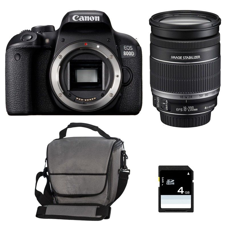 Canon EOS 800D + 18-200 IS 3-Year Warranty + Bag + 4GB SD Card