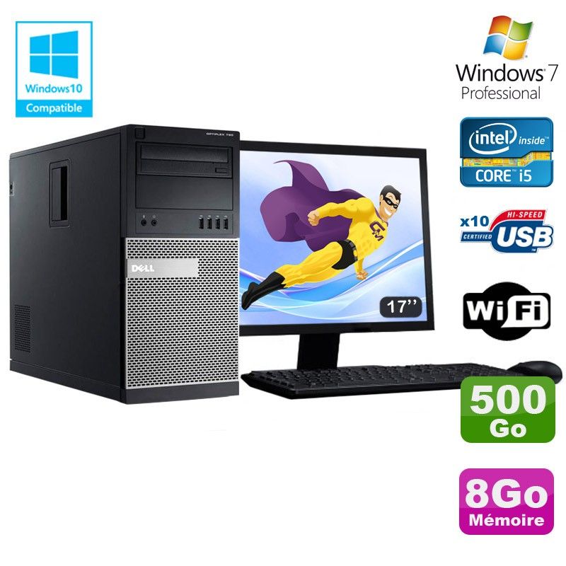 Dell Optiplex 7010 Desktop PC - Core i5-3470, 8GB RAM, 500GB HDD, DVD Drive, WiFi, Windows 7 Pro