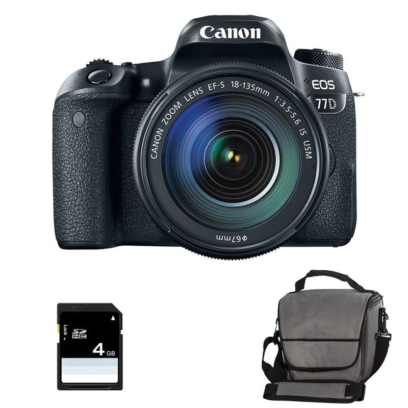 Canon EOS 77D Kit with 18-135mm IS Lens + Bag + 4GB SD Card