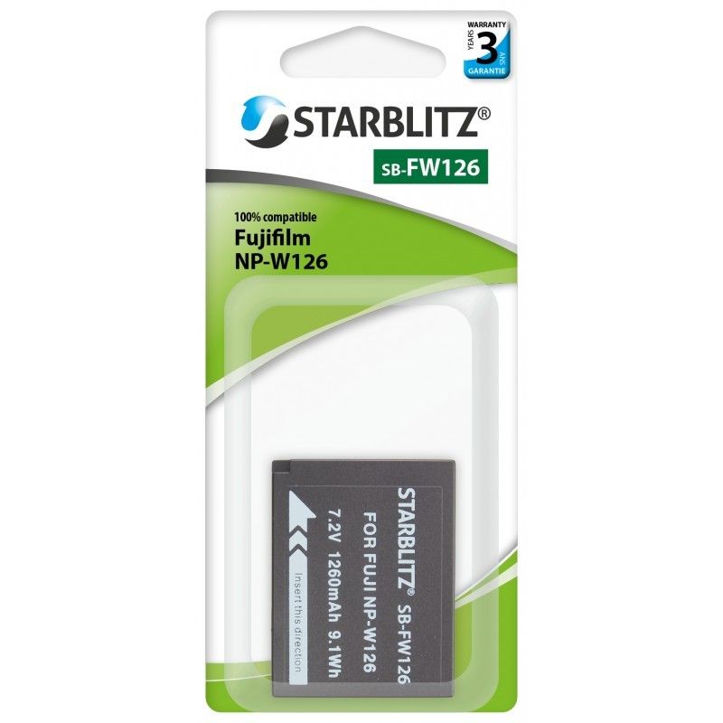 Batería Starblitz recargable de iones de litio equivalente Fujifilm NP-W126