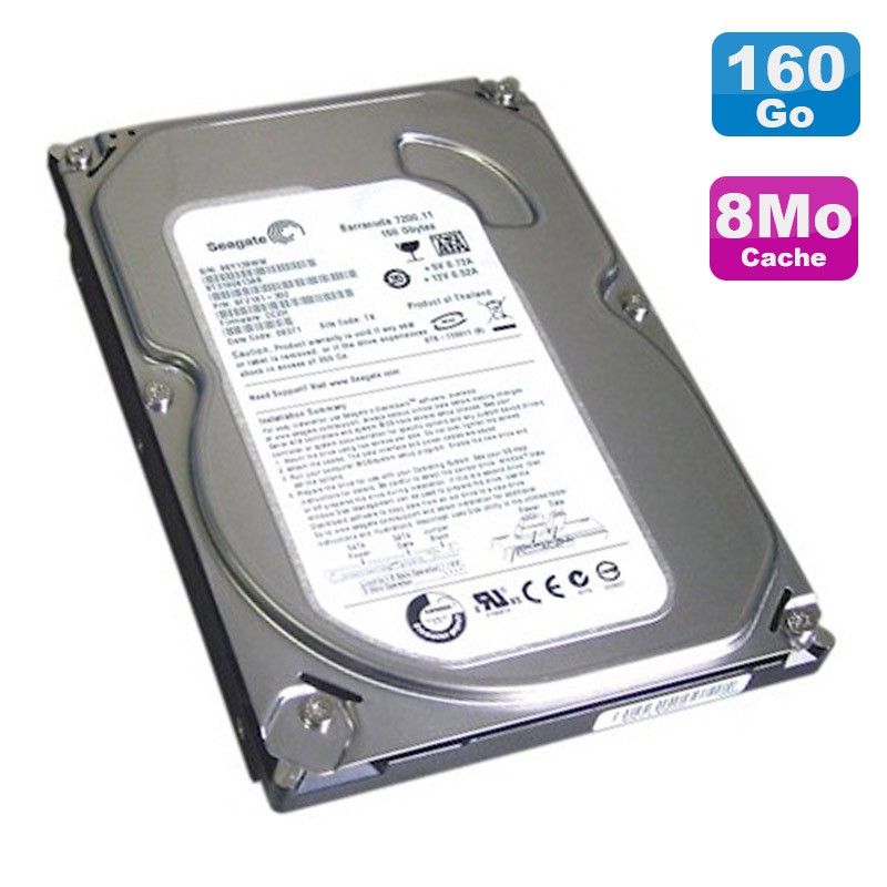 Disque dur Seagate Barracuda 160 Go 3,5", 7200 tr/min, 8 Mo de cache