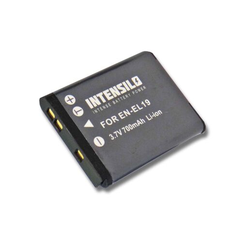 Batería de ion de litio Intensilo de 700 mAh (3,7 V) para cámara Nikon CoolPix A100 (reemplazo EN-EL19)