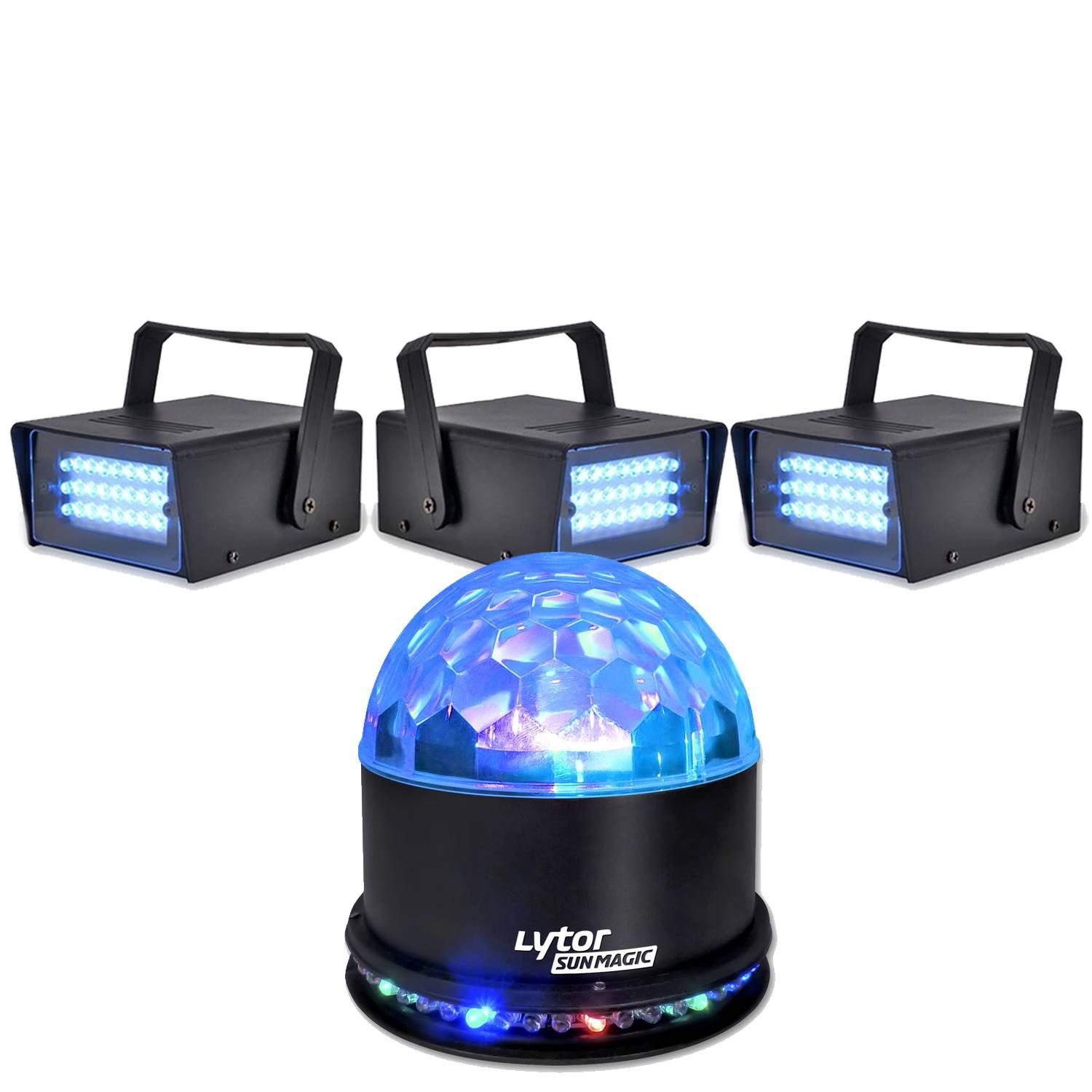 Conjunto de Iluminación para Fiestas Lytor FIESTA SUNMAGIC + 3 Lámparas LED Estroboscópicas Blancas