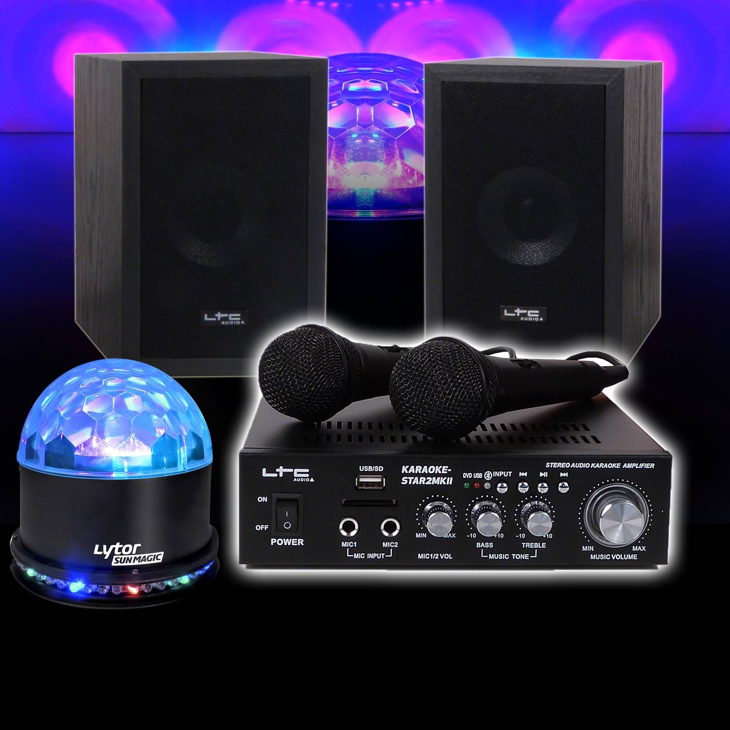 Kit Karaoké Enfant Ibiza Light STAR2MKII + SUNMAGIC RVB (2x50W)