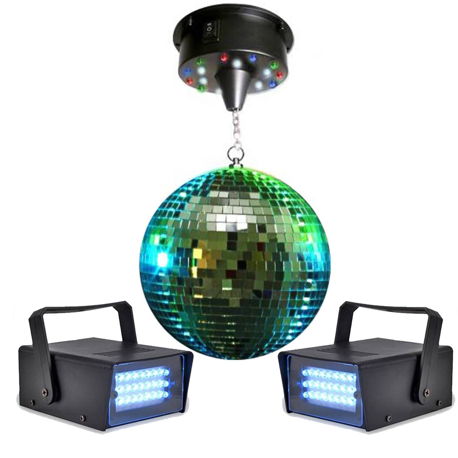 Boule à Facettes Lytor 20 cm + Moteur 18 Leds + 2 Mini Stroboscopes