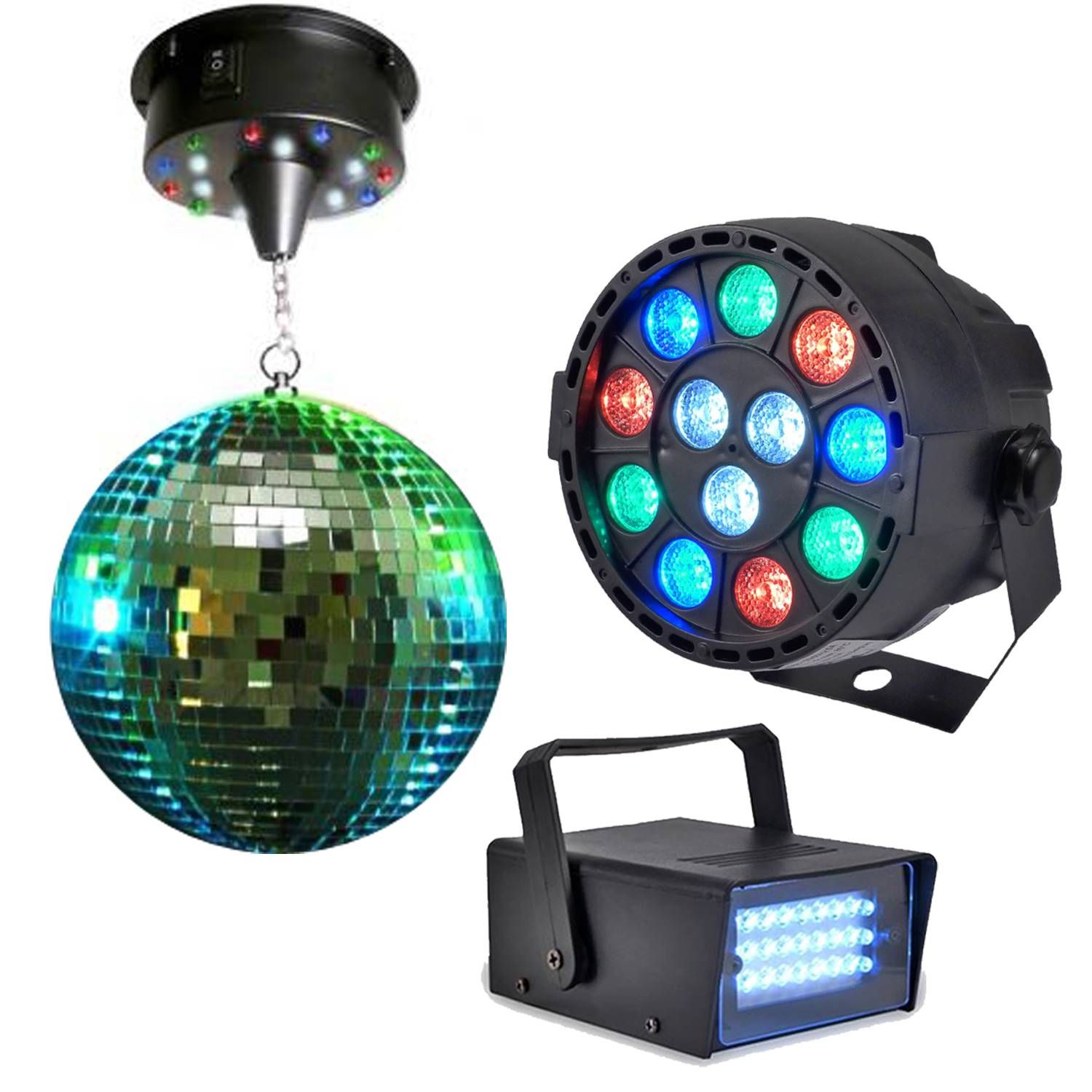 Kit Lytor Lumière Soirée : Boule à Facettes 20 cm + Flash Mini + PAR-MINI-RGBW