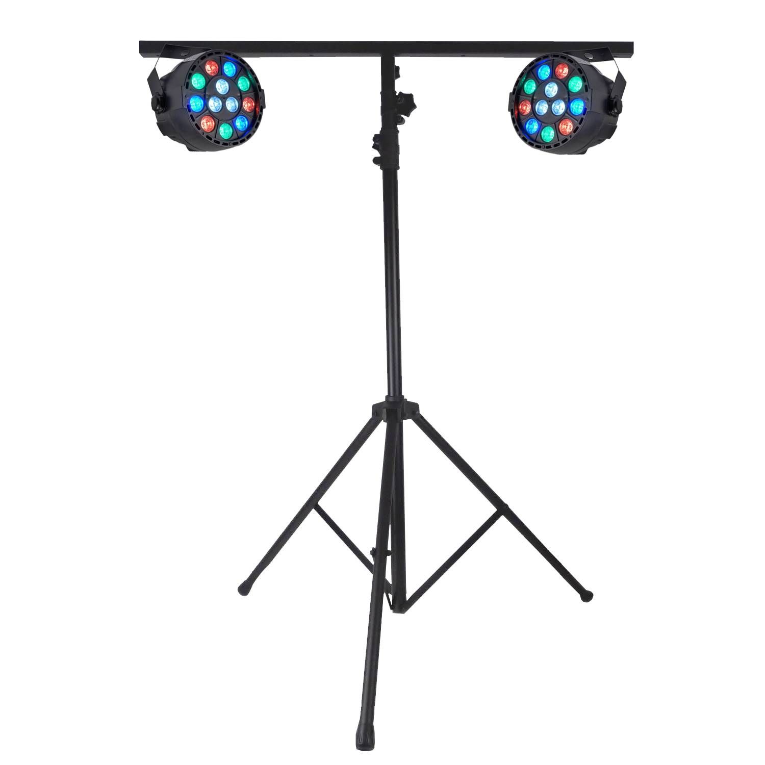 Kit de 2 projecteurs PAR Ibiza Light LED RVB+W mini avec support