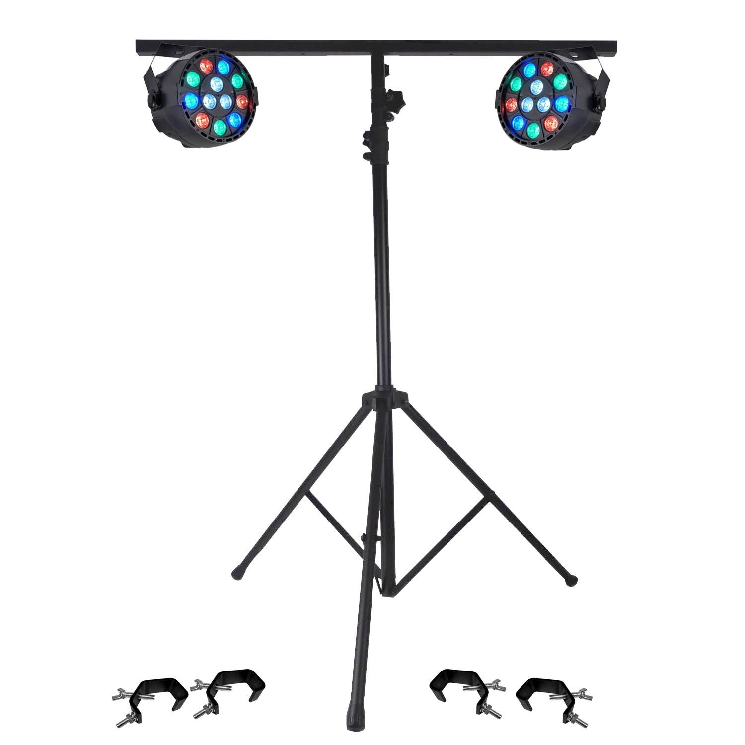 Ibiza Light LED Projector Pack 2 PAR Mini RGBW + Stand + 4 Hooks