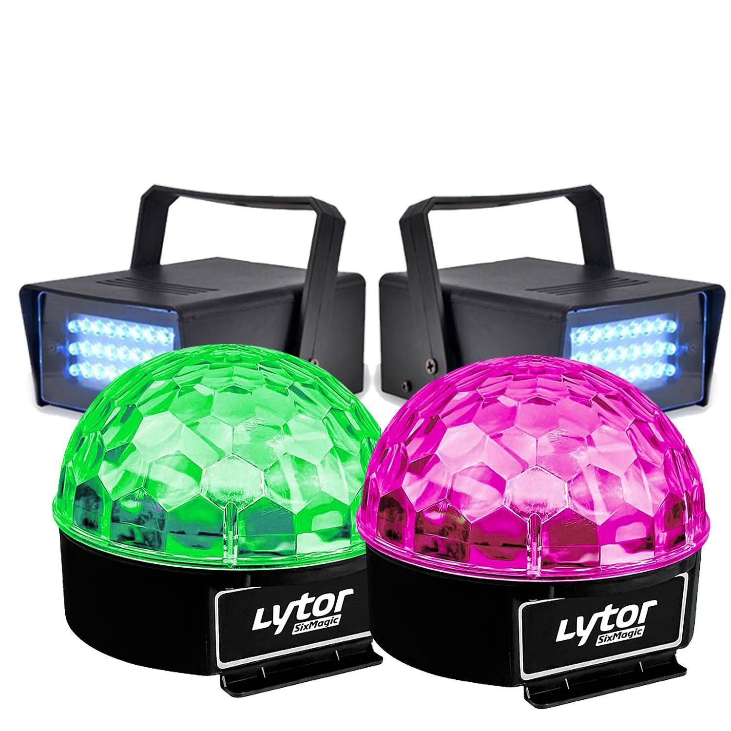 Pack Lytor Effet Fiesta : 2 Projecteurs LED + 2 Sphères Lumineuses Six Magic