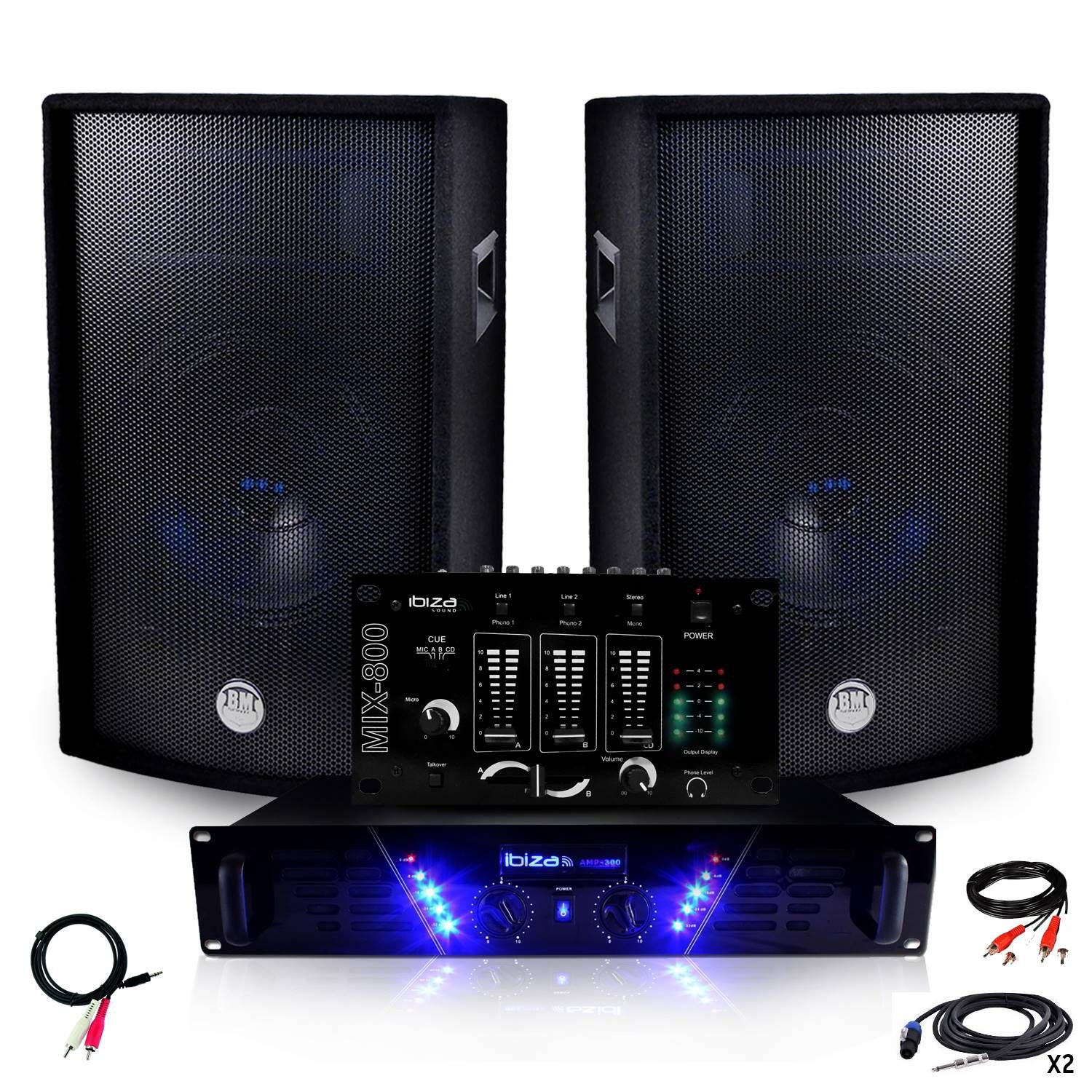 Ibiza AMP-300 + BMS-12 2x600W Sound Pack