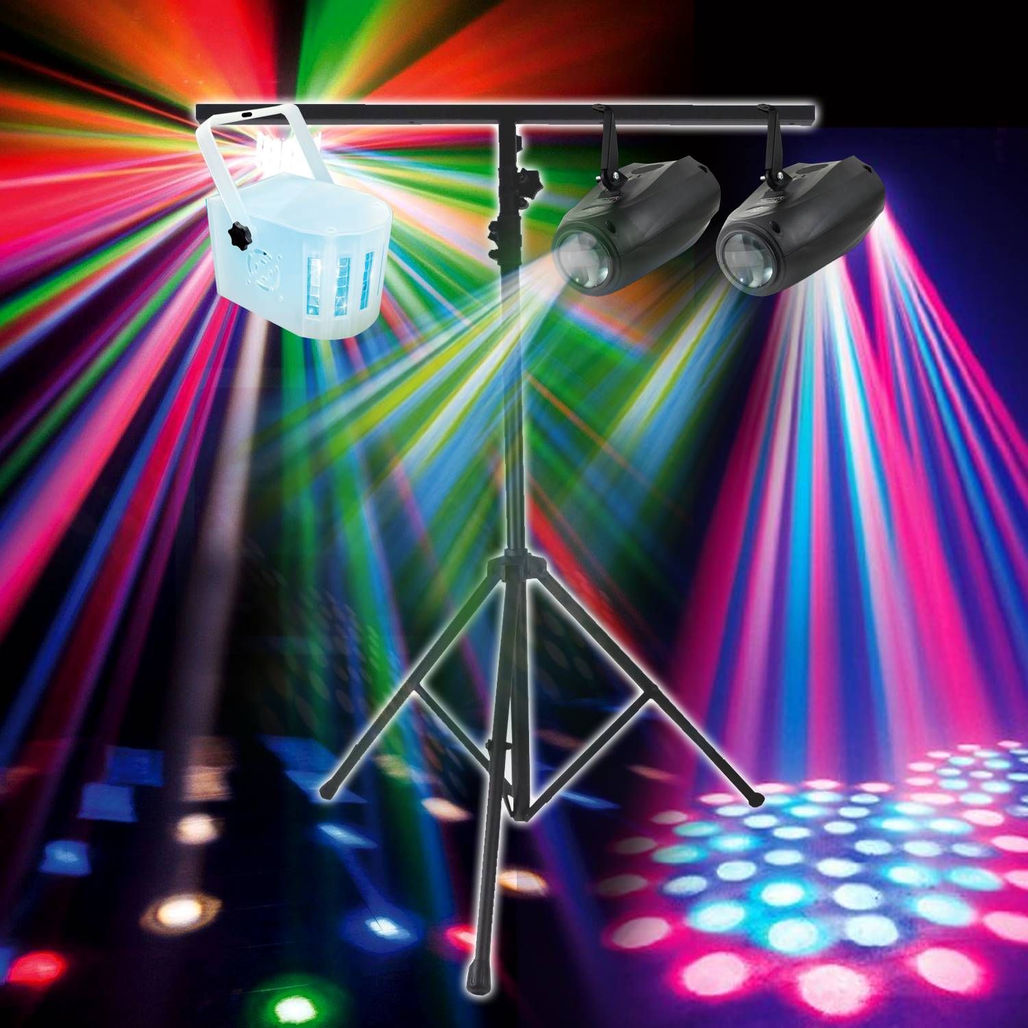 Kit de iluminación Varytec Derby 4 LED RGBW + 2 Luftships pequeños destellos