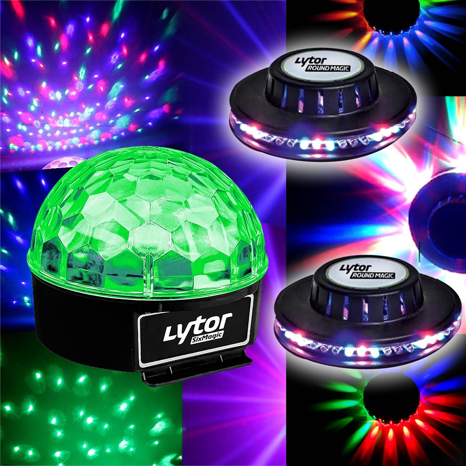 Kit de luces Lytor con efectos RoundMagic OVNI y bola LED Sixmagic RVB