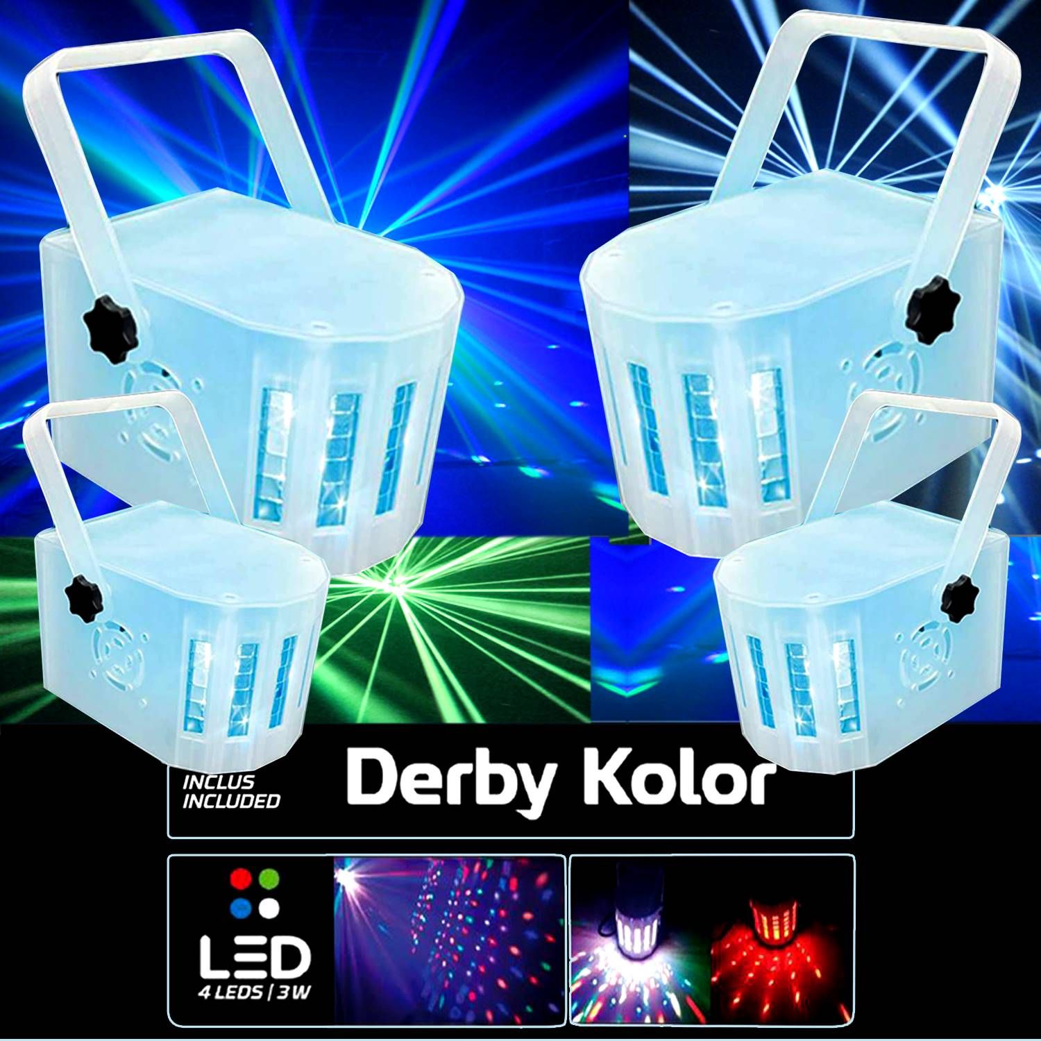Kit de lumières Lytor Mini Derby Couleur à 4 LEDs RGB+Blanc (lot de 4)