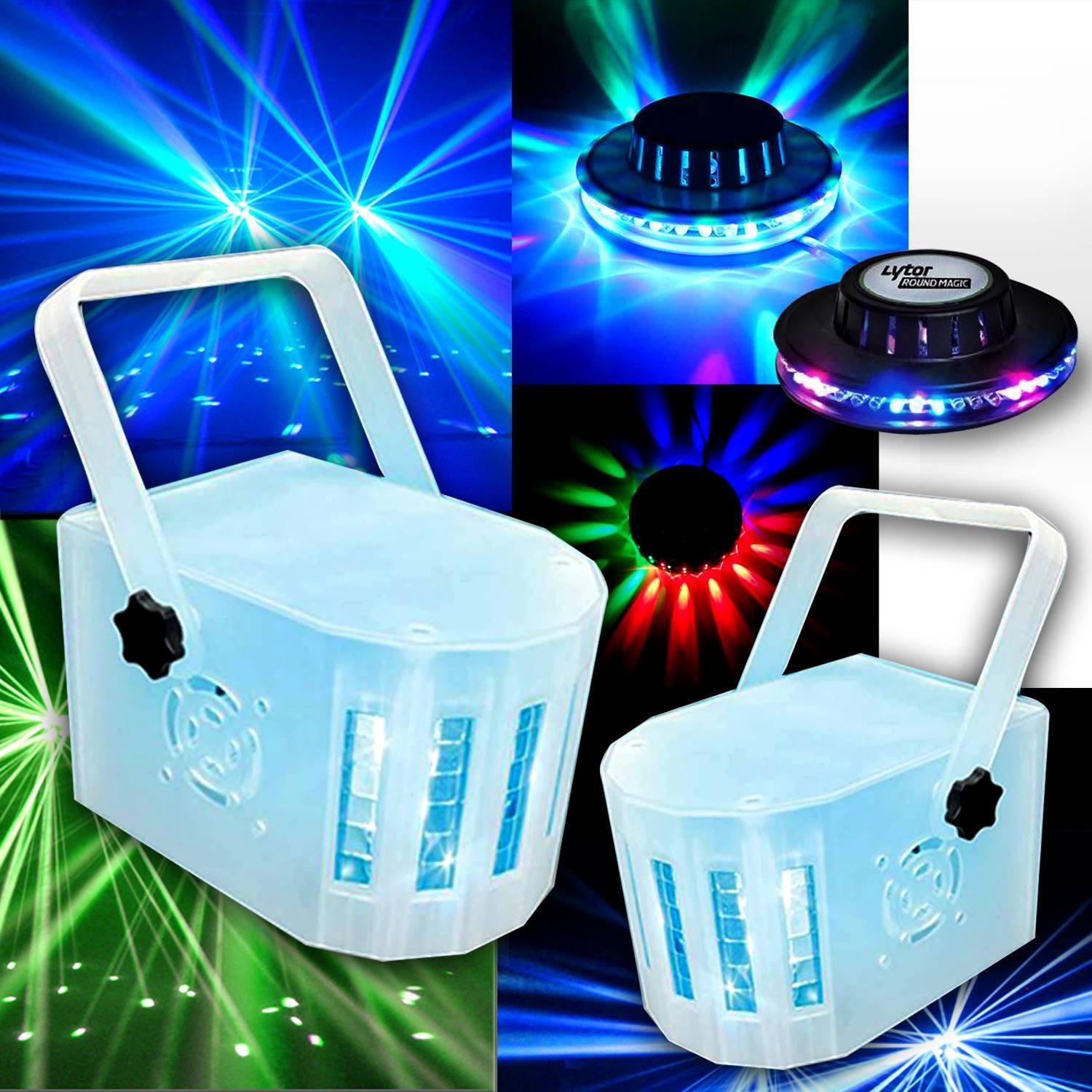 Kit de iluminación Lytor Mini Derby Color 4 LEDs RGBW (2 ud.) con Roundmagic efecto OVNI