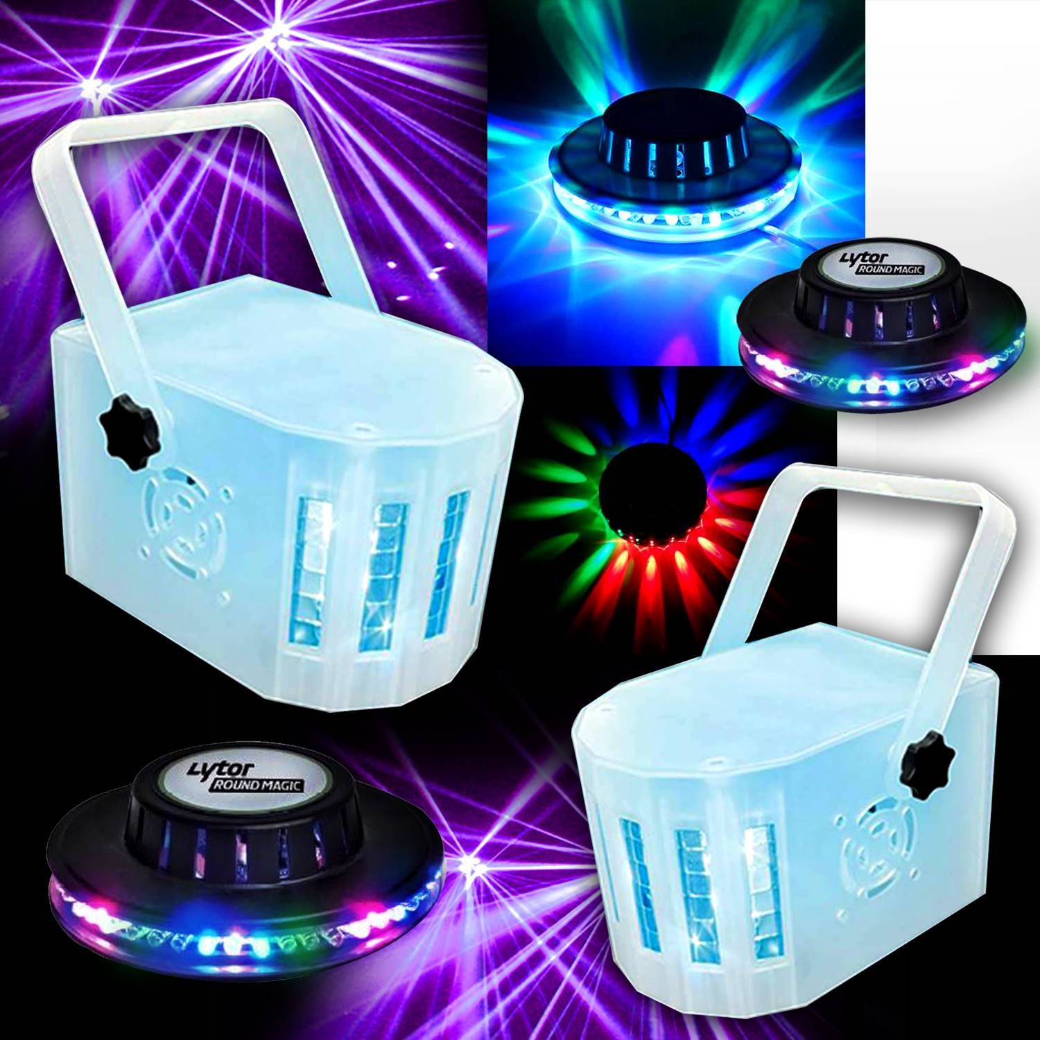 Lytor Mini Derby Colores Luces LED RGBW 4 + 2 Efectos Roundmagic OVNIs