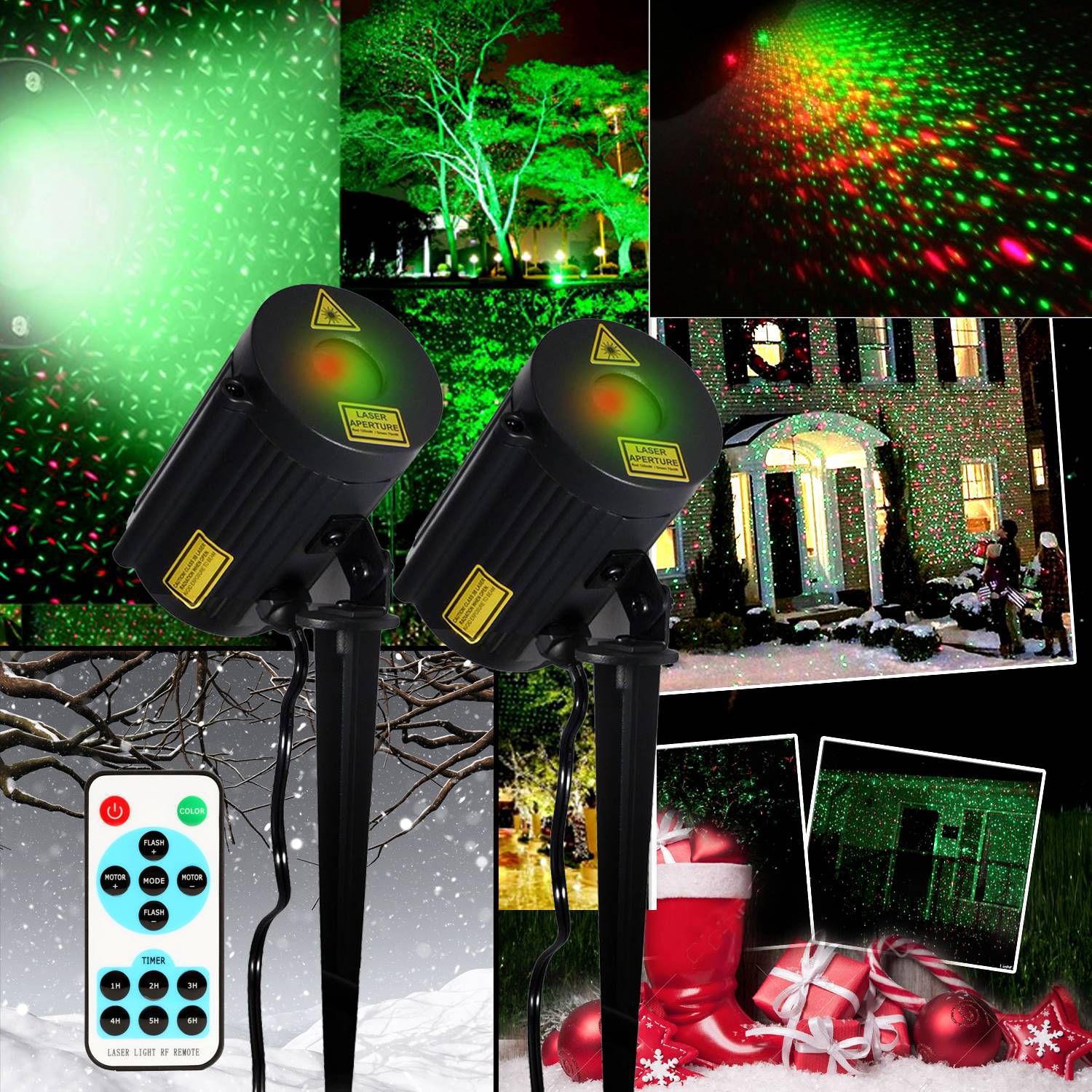 Proyectores LED Beamz - Efecto de cielo estrellado rojo y verde (IP65) para exterior