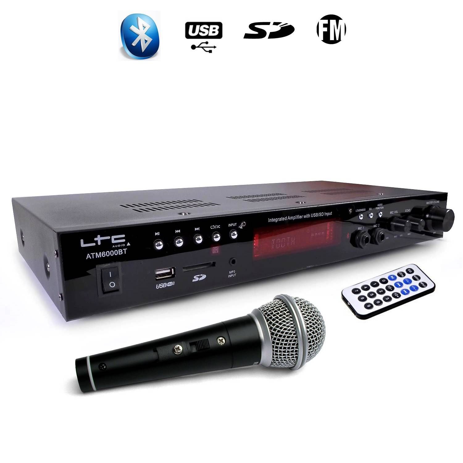 LTC ATM6000BT Stereo Amplifier 100W Hi-Fi with USB/SD/MP3/Bluetooth & Karaoke