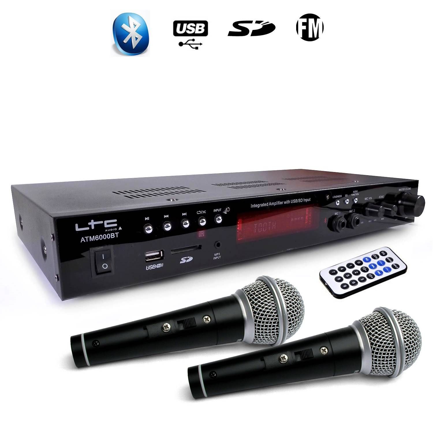 LTC ATM6000BT Stereo Hi-Fi Amplifier 100W with USB/SD/MP3/Bluetooth & Karaoke