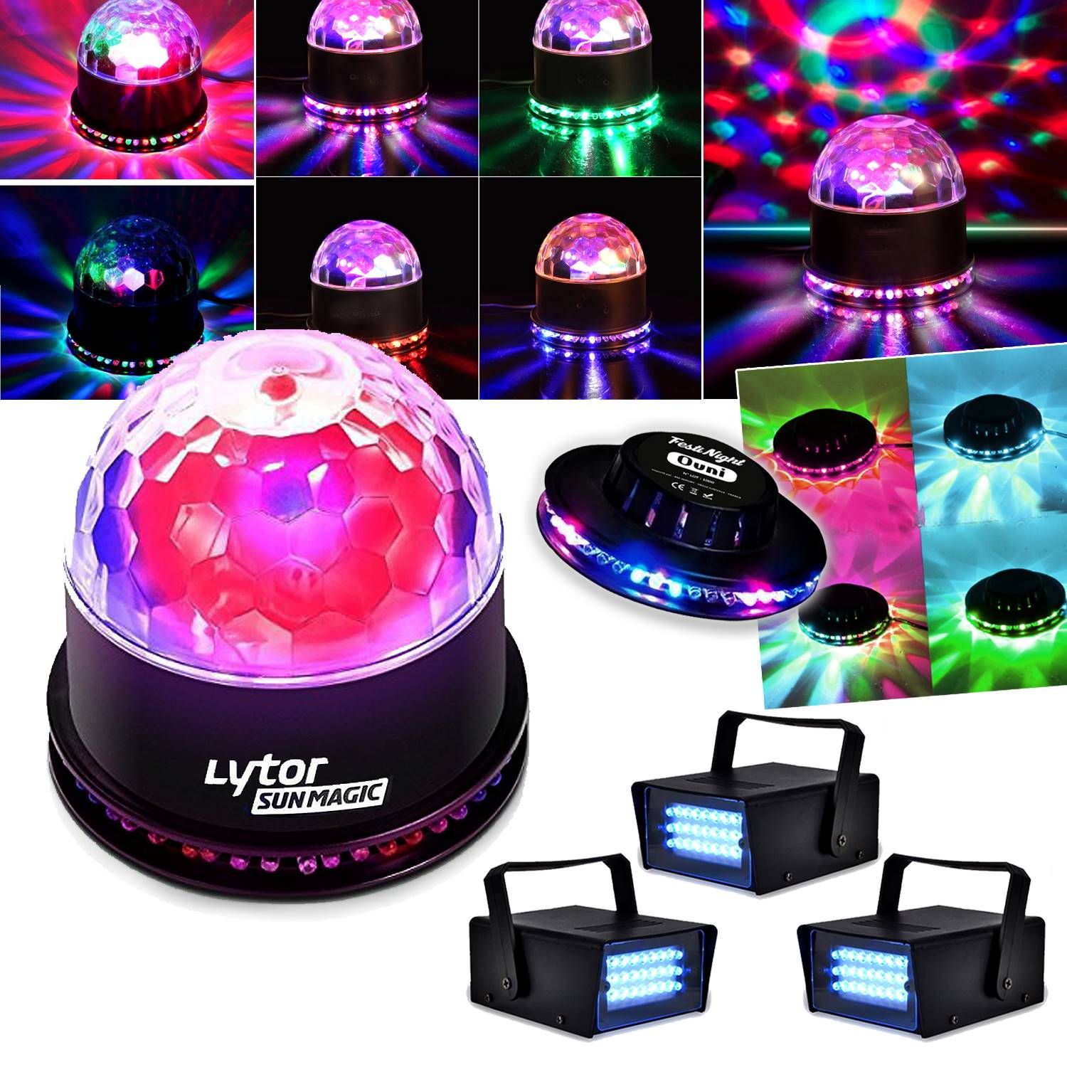 Lytor Fiesta Sunmagic Light Kit + 3 White LED Strobe + UFO RGB Effect