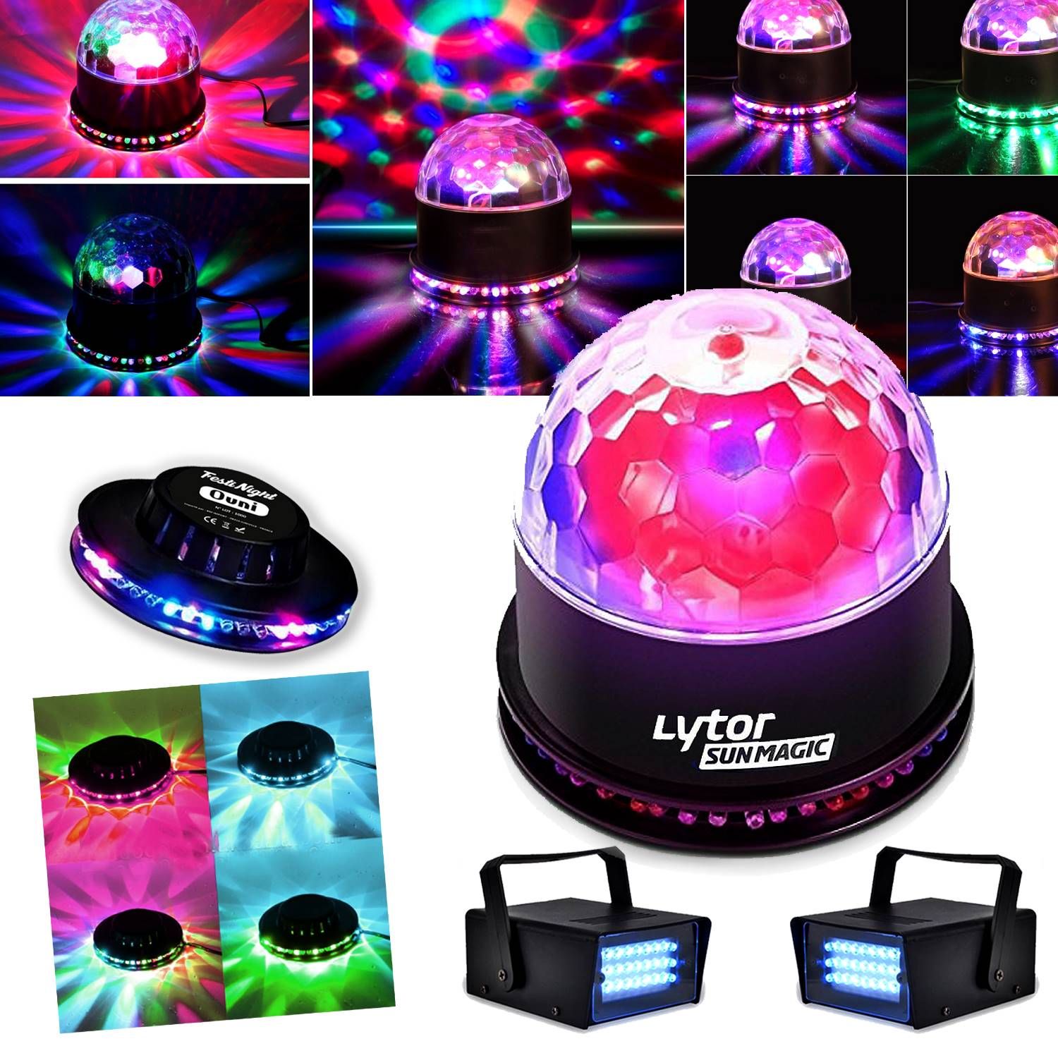 Lytor Fiesta Sunmagic Light Pack + 2 White LED Strobe Lights + OVNI RGB Effect