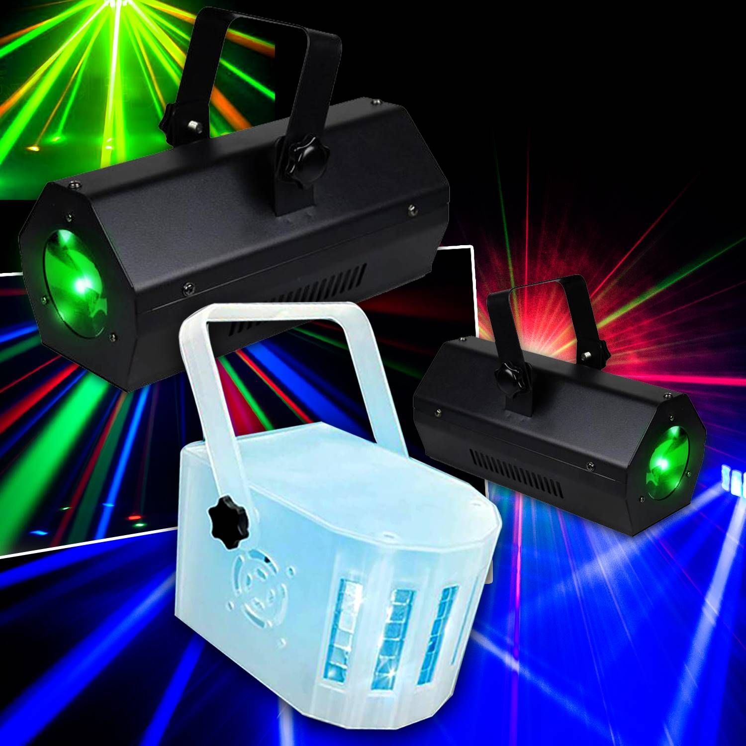 Lytor DJ Light Effect Pack - 56 RVAB LEDs + 1 RGBW Derby + 2 Flower Gobos