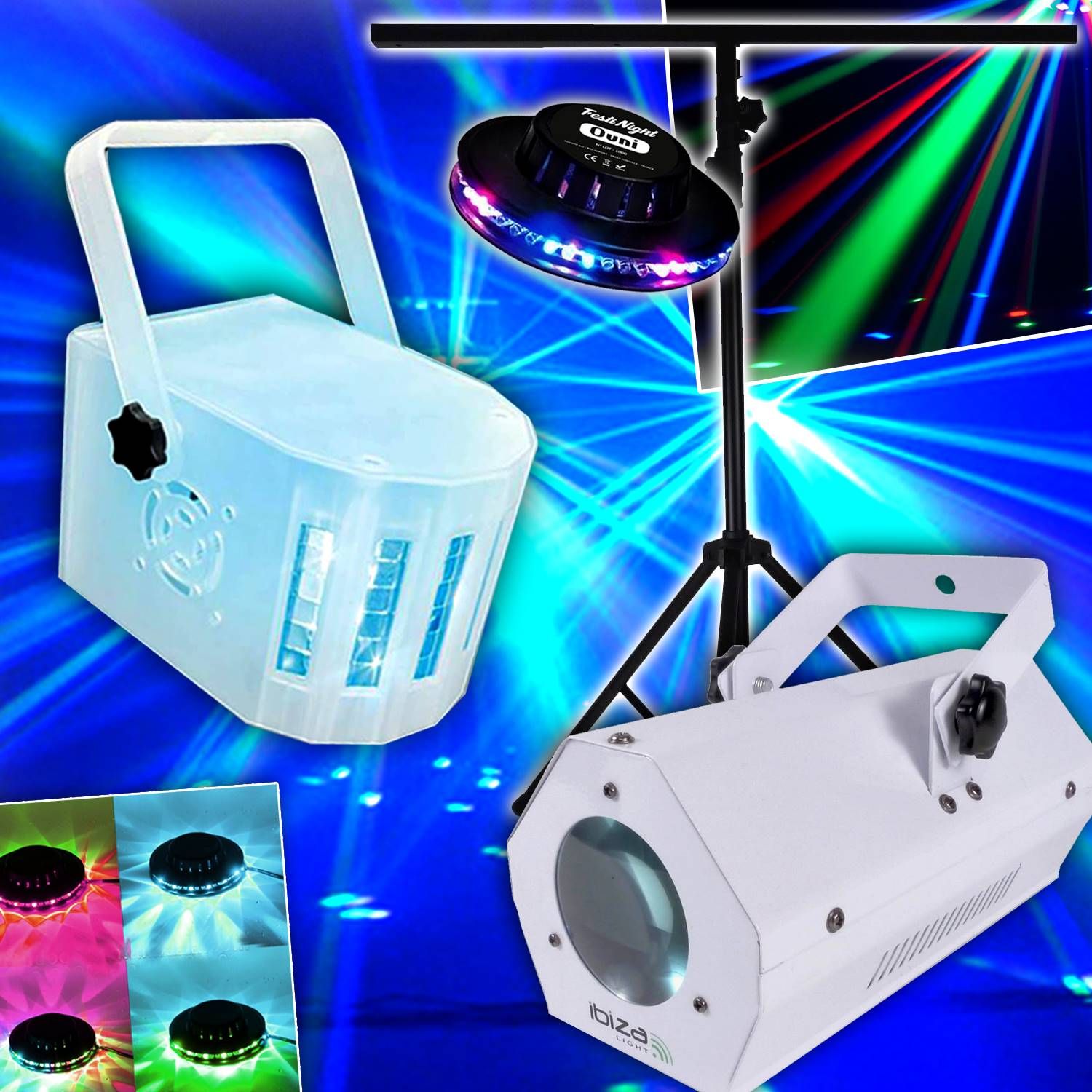 Lytor Light Pack + 3 Effect UFO LED Arch + 1 RGB Derby + 1 Flower Gobos