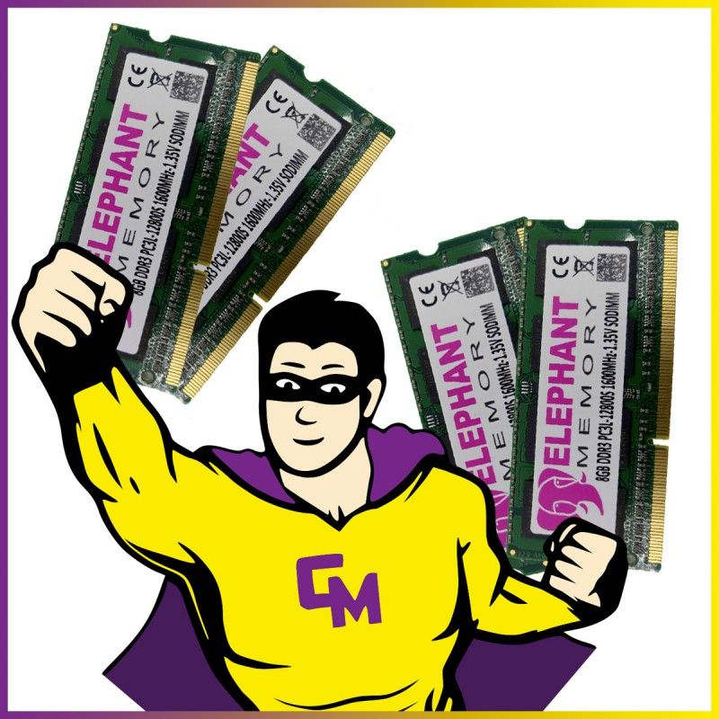 4x8GB (32GB) DDR3 PC3L-12800U SODIMM Memory for Laptop - Elephant Memory