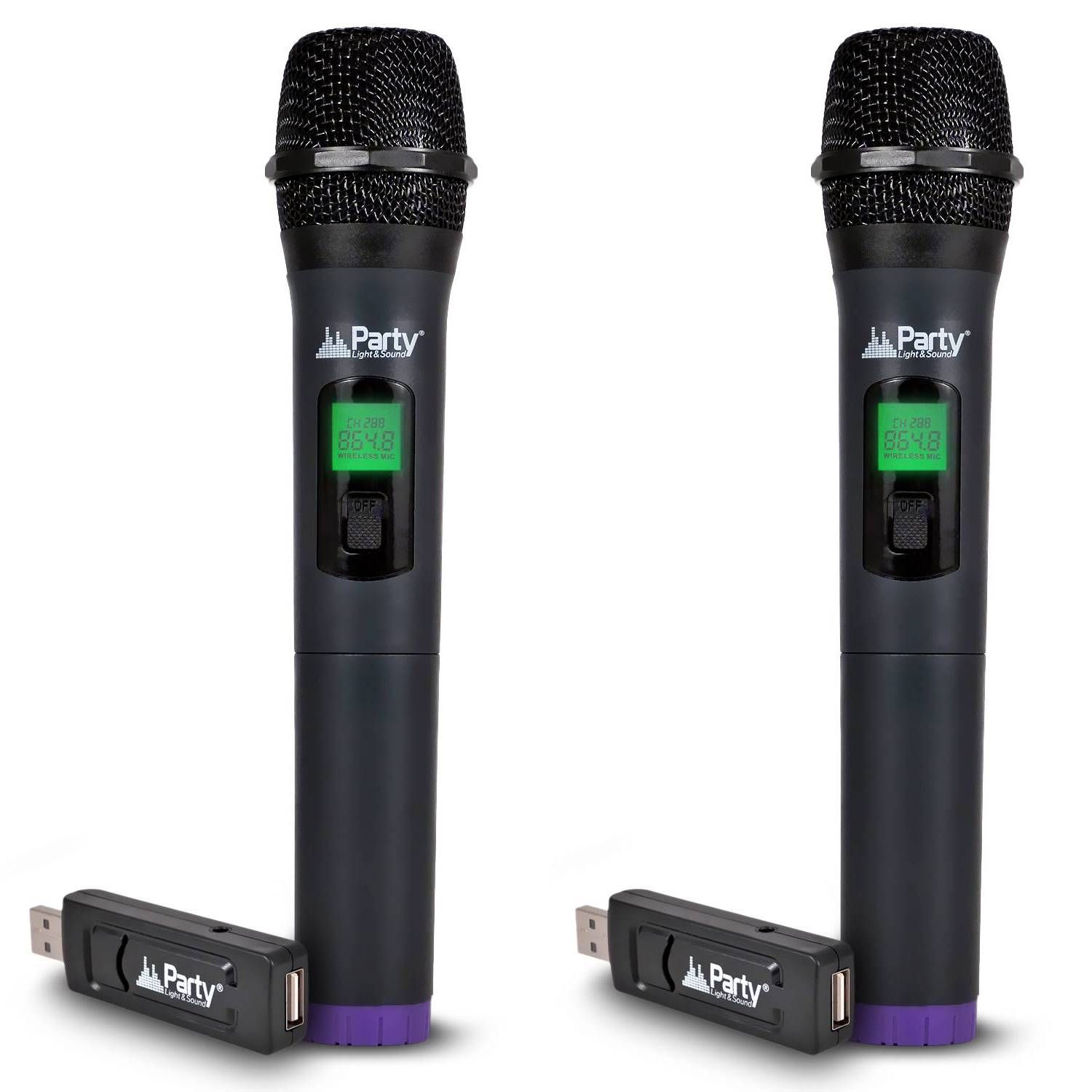 Party Sound Wireless Handheld Microphone System (2-Pack) with Digital Display UHF