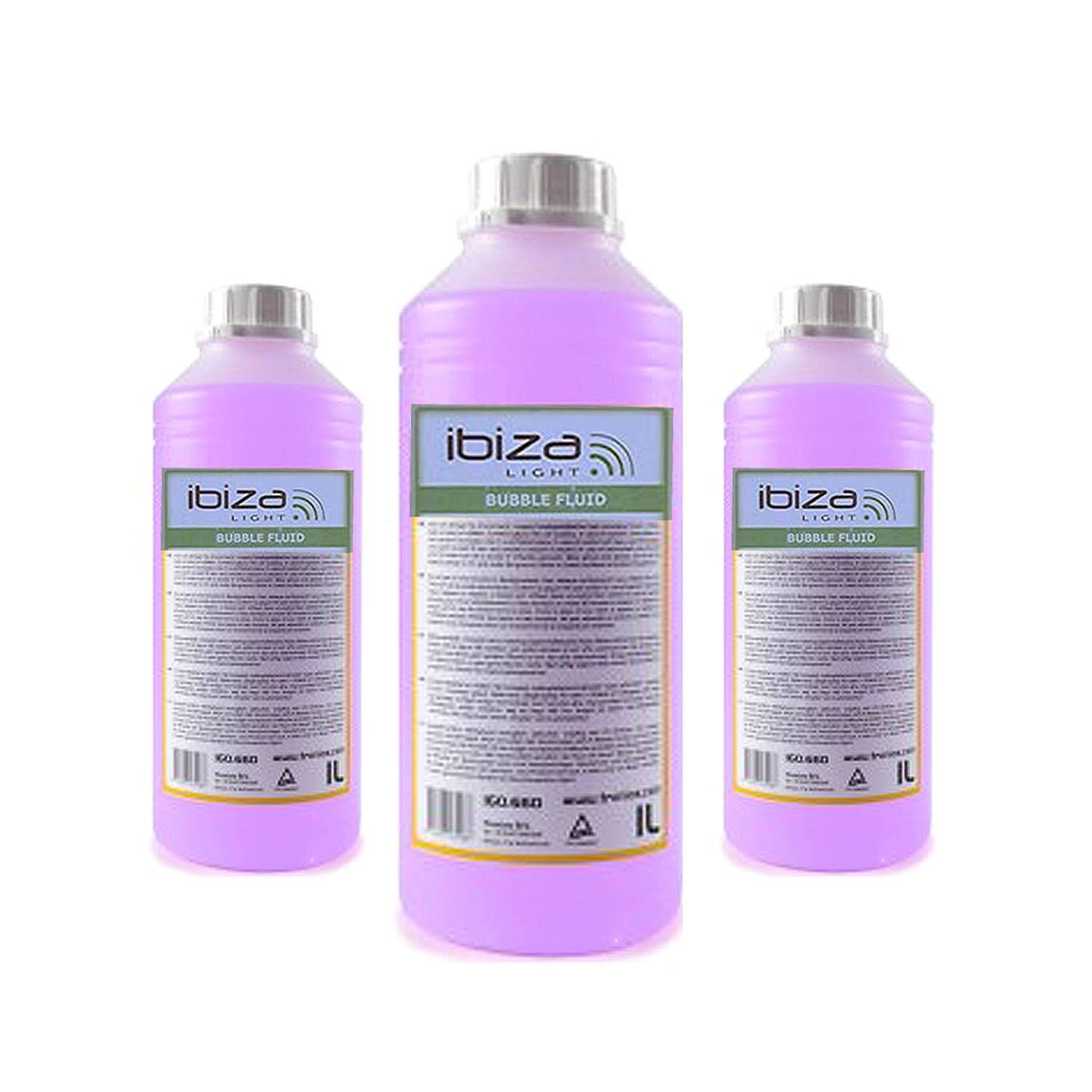3 bidons de 1 litre de liquide Ibiza Light pour machine à bulles, non toxique, sans trace