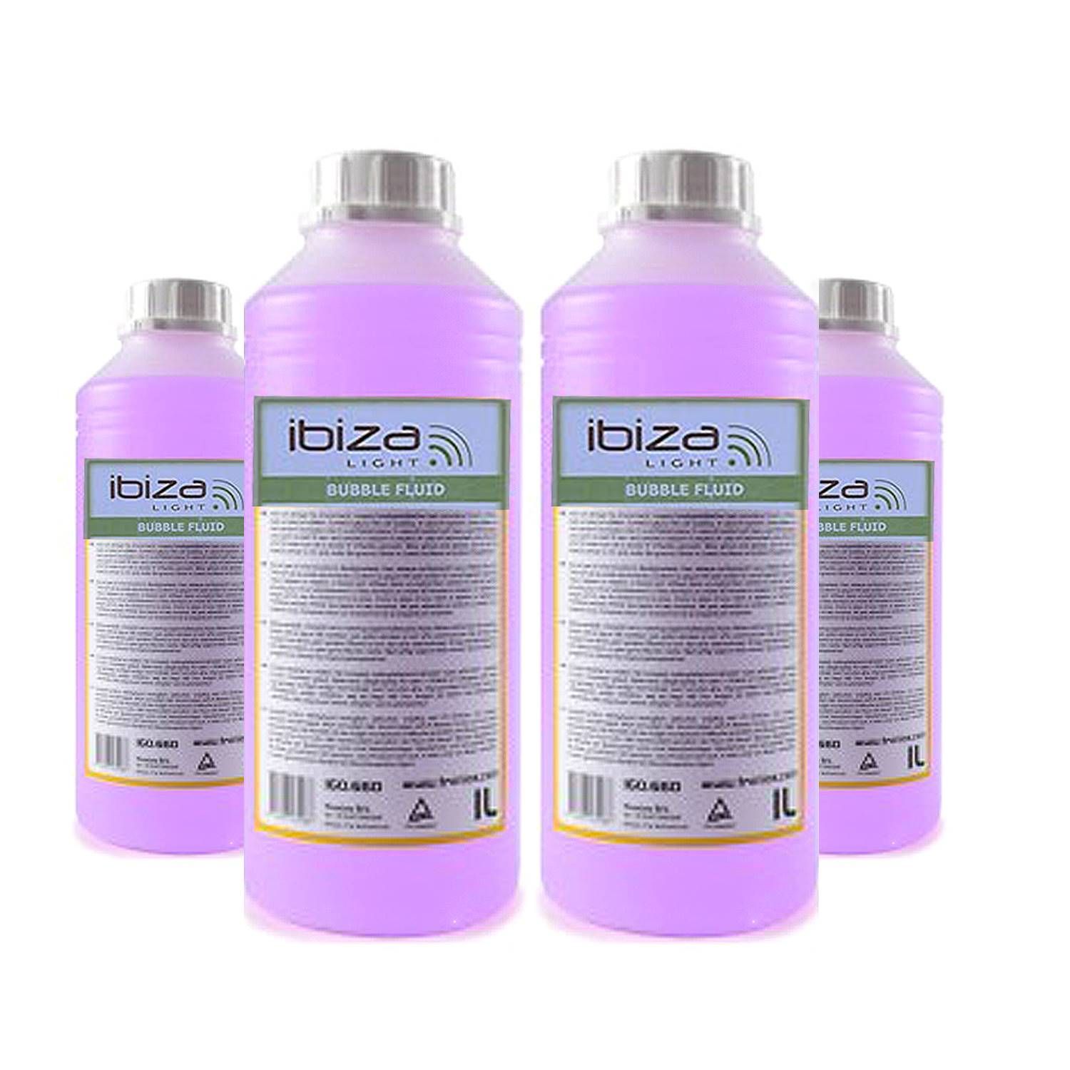 Ibiza Light 4x1L Liquid Bubble Machine Refill, Non-Toxic, No Trace