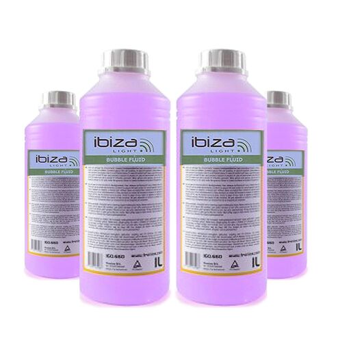 Kit de 4 botellas de 1 litro de líquido Ibiza Light para máquina de burbujas, no tóxico, sin rastro