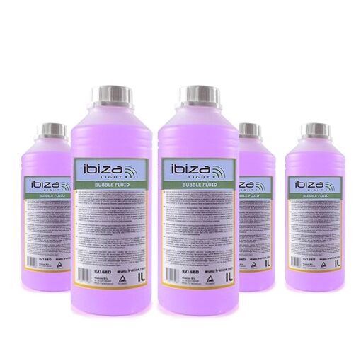 5 botellas de 1 litro de líquido Ibiza Light para máquina de burbujas sin rastros y no tóxico