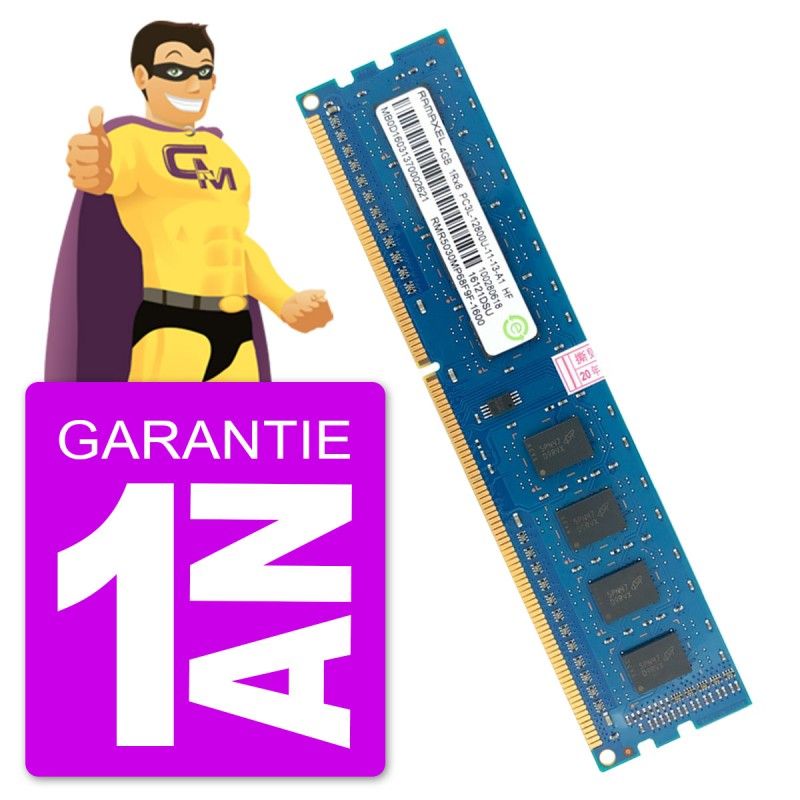 Ramaxel 4GB DDR3L PC3L-12800U RAM (RMR5030MP68F9F-1600, 01AG801)