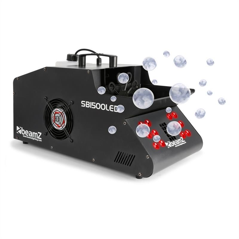 Beamz SB1500LED Smoke & Bubble Machine - 1500W, 1.35L Tank, RGB LED DMX