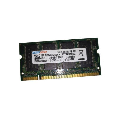 Memoria RAM de 512MB SODIMM DDR1 400MHz PC3-200S de Dane-Elec (Sin ECC, Sin buffer)