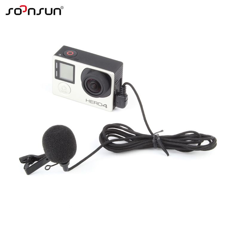 Gopro High-Quality External Microphone Mini USB with Adhesive Clip for GoPro Hero 4/3+3