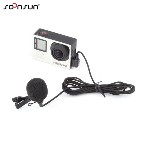 Gopro High-Quality External Microphone Mini USB with Adhesive Clip for GoPro Hero 4/3+3