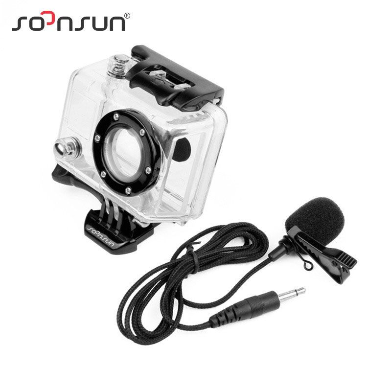 Estuche transparente para GoPro con marco abierto y micrófono de 3,5 mm para Hero 2