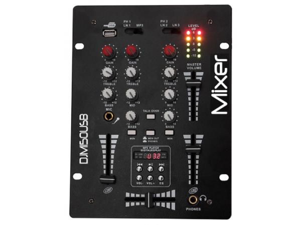 Ibiza 2-Way 5-Channel DJ Mixer with USB-MP3 and Digital Display