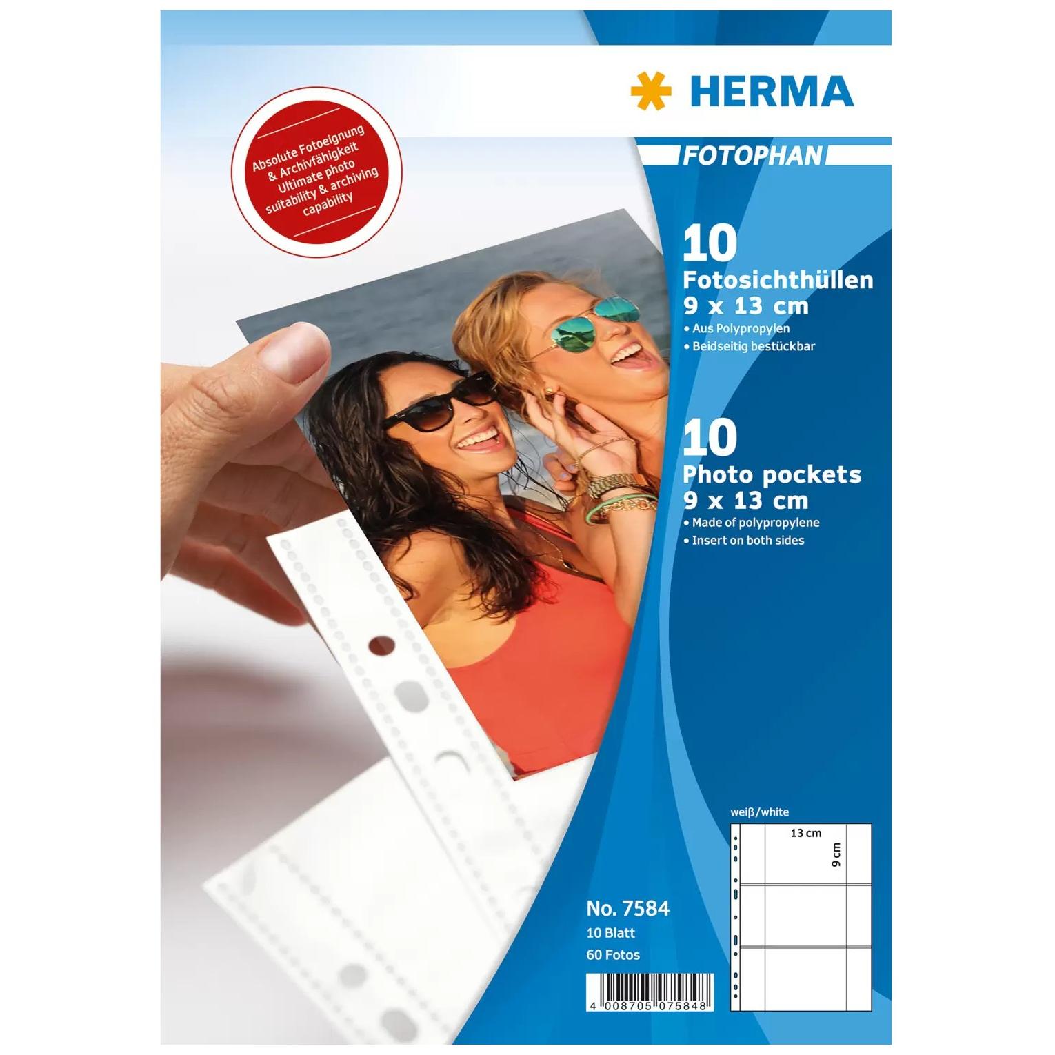 HERMA 7584 Leaf Protector, 90 x 130 mm, Polypropylene (PP), 10 pieces